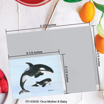 Orca Mother & Baby, Greeting Card (#8385B)