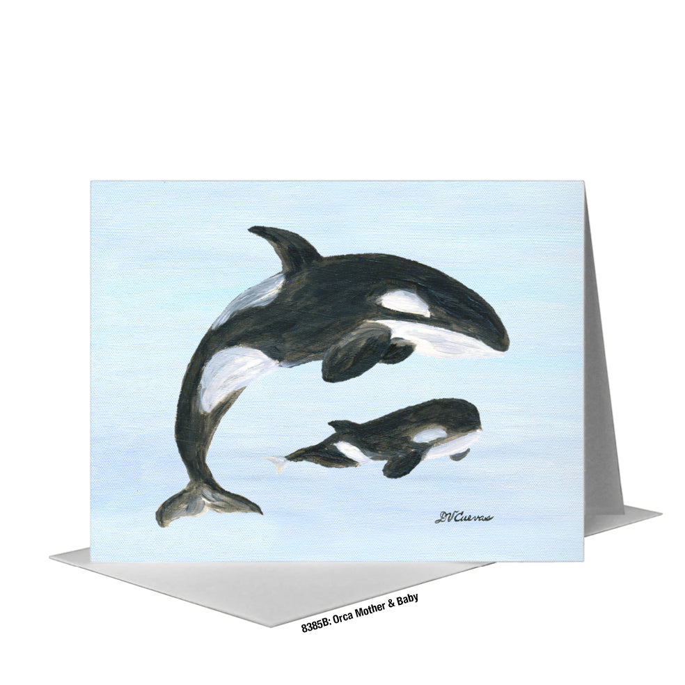 Orca Mother & Baby, Greeting Card (#8385B)
