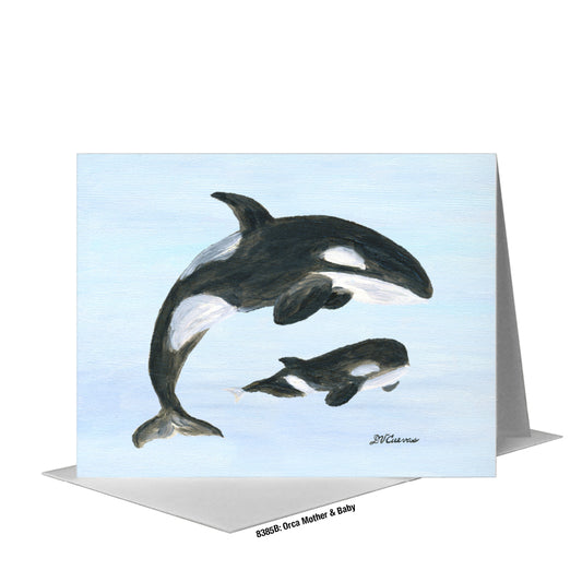 Orca Mother & Baby, Greeting Card (#8385B)