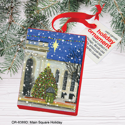 Main Square Holiday, York PA, Ornament (OR-8389D), Front, printedcanvas.com