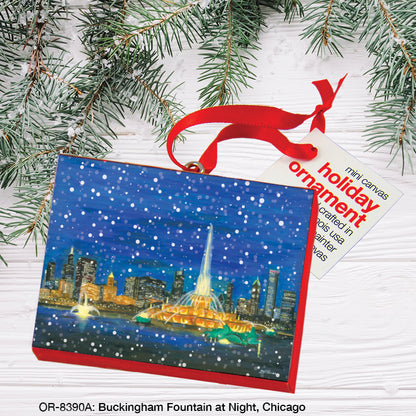 Buckingham Fountain At Night, Chicago, Ornament (OR-8390A), Front, printedcanvas.com