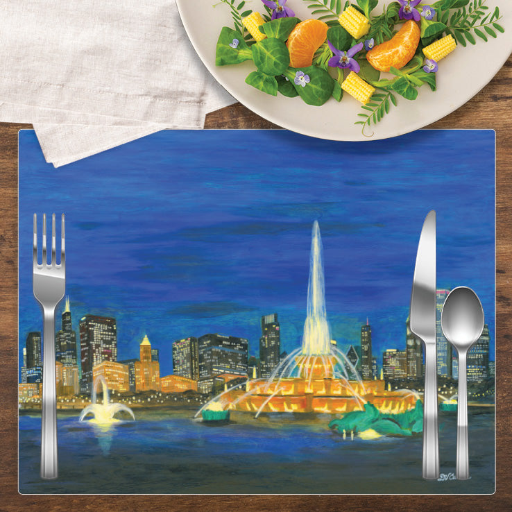 Buckingham Fountain at Night, Vinyl Placemat (PMT-8390A)