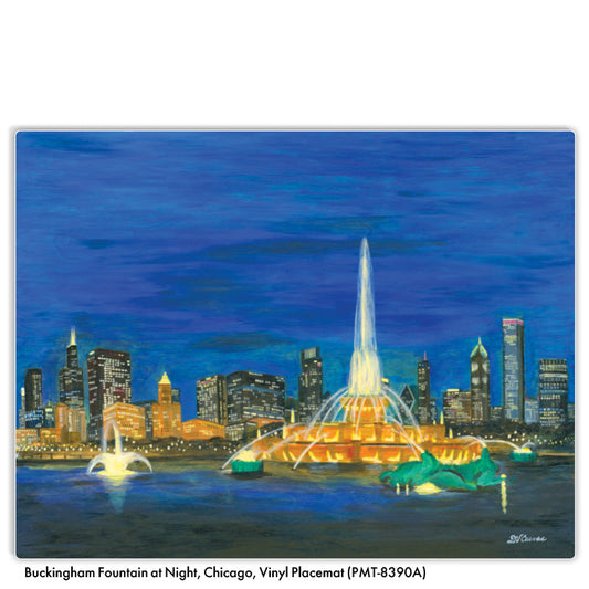 Buckingham Fountain at Night, Vinyl Placemat (PMT-8390A)