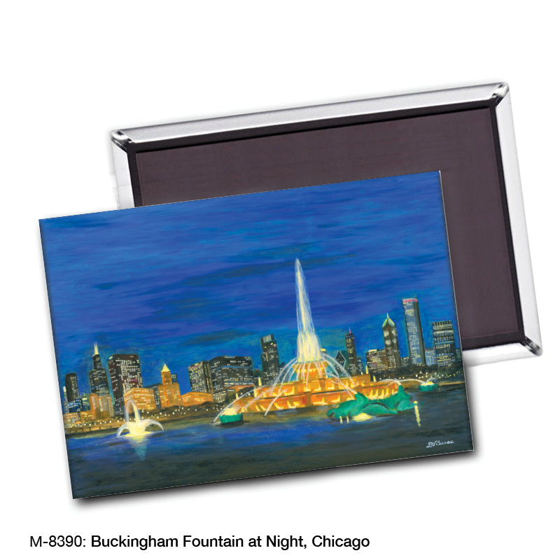 Buckingham Fountain At Night, Chicago, Magnet (8390)