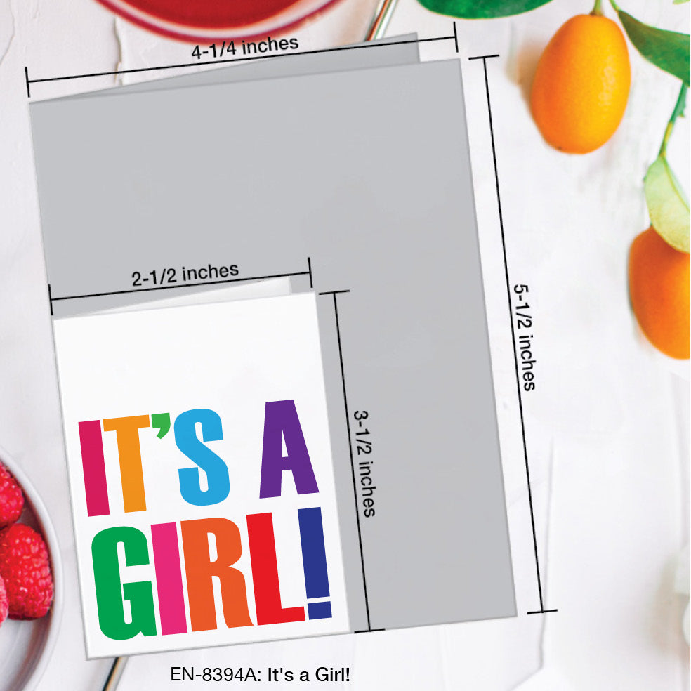 It's a Girl!, Greeting Card (8394A), Enclosure, www.printedcanvas.com