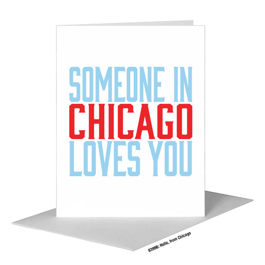 Hello, from Chicago, Greeting Card (#8399B), A2 Card Front, www.printedcanvas.com
