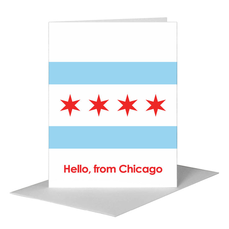 Hello, from Chicago, Greeting Card (#8399VA) A2 Card Front, www.printedcanvas.com