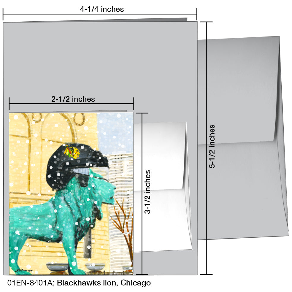 Blackhawks Lion, Chicago, Greeting Card (8401A), Enclosure, printedcanvas.com