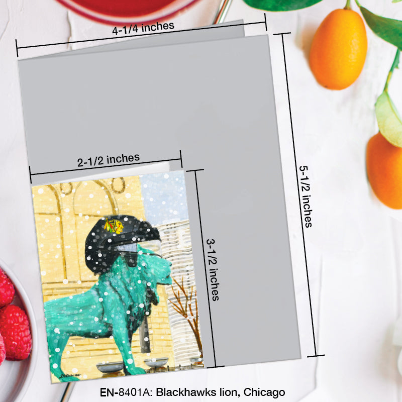 Blackhawks Lion, Chicago, Greeting Card (8401B), Enclosure Card, www.printedcanvas.com
