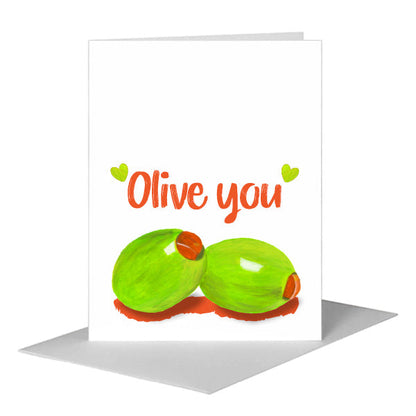 Olive Pair, Greeting Card (#8405BA) A2 Card Front, www.printedcanvas.com