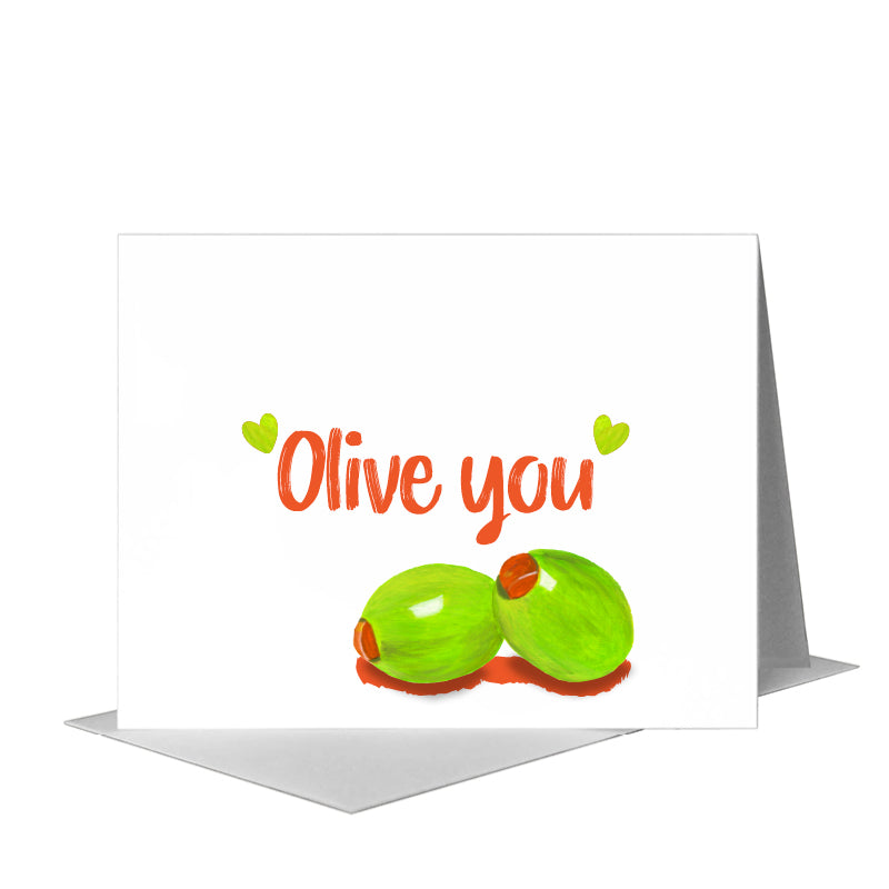 Olive Pair, Greeting Card (#8405B), A2 Card Front, www.printedcanvas.com