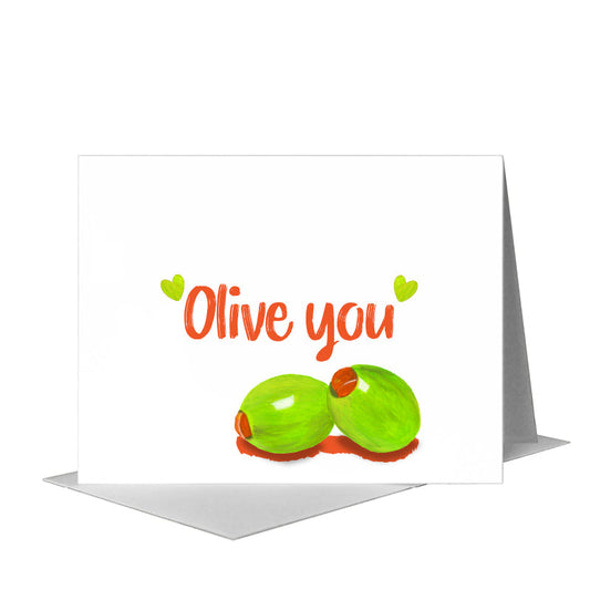 Olive Pair, Greeting Card (#8405B) A2 Card Front, www.printedcanvas.com