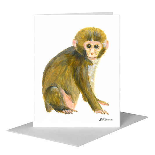 Cuddles Monkey, Greeting Card (#8416A) A2 Card Front, www.printedcanvas.com