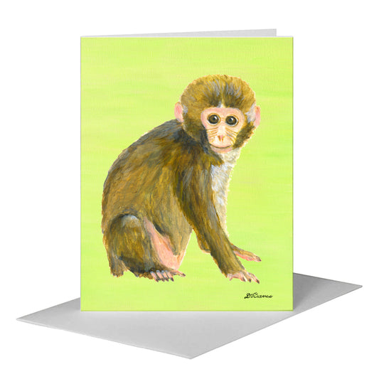 Cuddles Monkey, Greeting Card (#8416E) A2 Card Front, www.printedcanvas.com