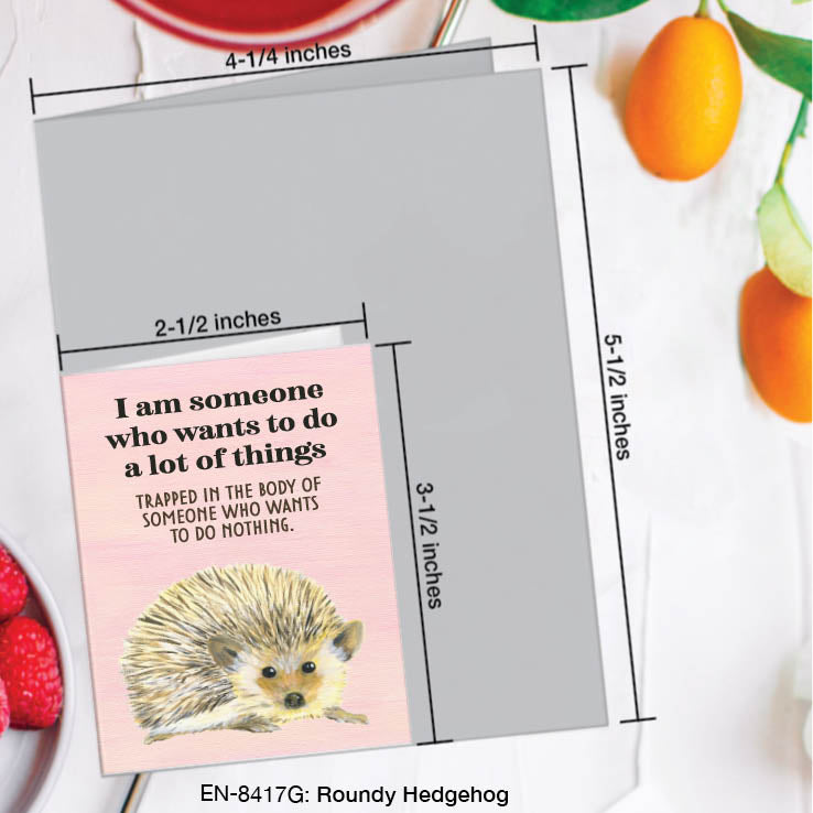 Roundy Hedgehog, Greeting Card (#8417G), Enclosure, www.printedcanvas.com