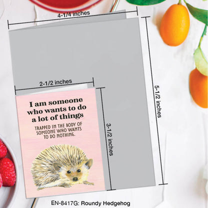 Roundy Hedgehog, Greeting Card (#8417G), Enclosure, www.printedcanvas.com