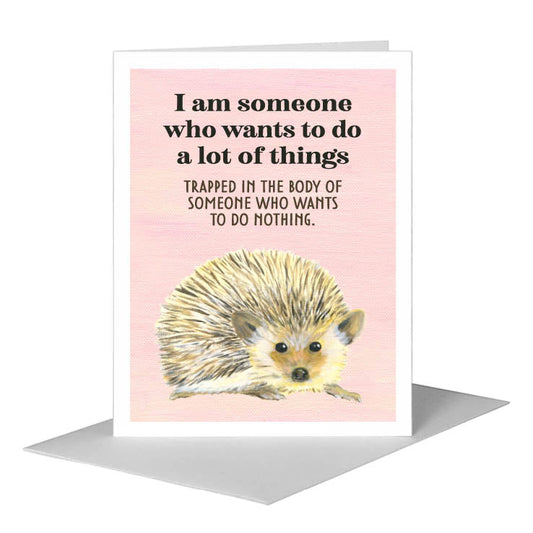 Roundy Hedgehog, Greeting Card (#8417G) A2 Card Front, www.printedcanvas.com