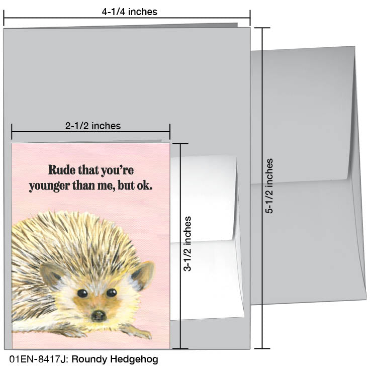 Roundy Hedgehog, Greeting Card (8417J), Enclosure, www.printedcanvas.com