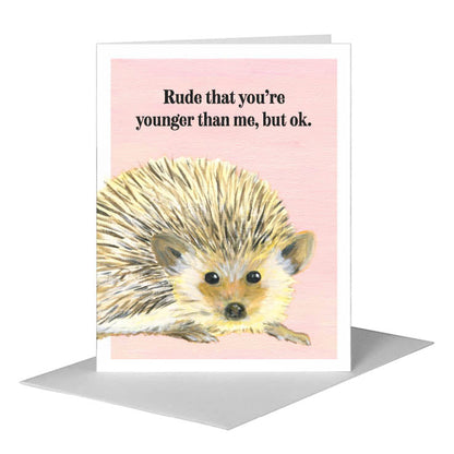 Roundy Hedgehog, Greeting Card (#8417J) A2 Card Front, www.printedcanvas.com