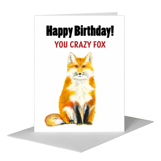 Plush Fox, Greeting Card (#8419AA) A2 Card Front, www.printedcanvas.com