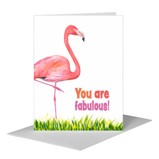 Flamingo, Greeting Card (#8452P) A2 Card Front, www.printedcanvas.com