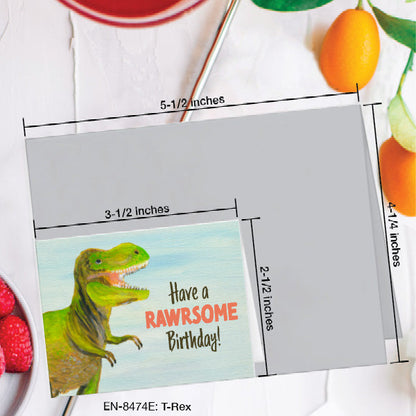 T-Rex, Greeting Card (8474E), Enclosure, www.printedcanvas.com
