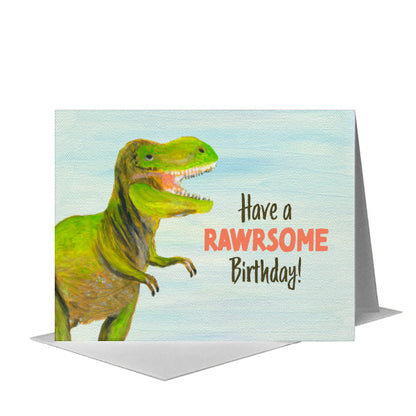 T-Rex, Greeting Card (#8474E) A2 Card Front, www.printedcanvas.com