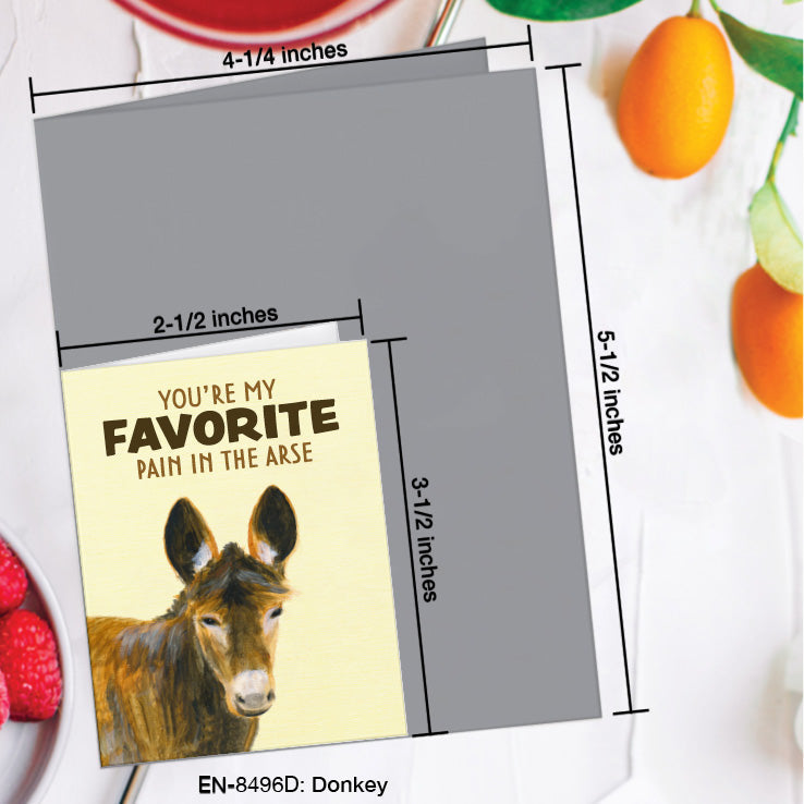 Donkey, Greeting Card (8496D), Enclosure, www.printedcanvas.com