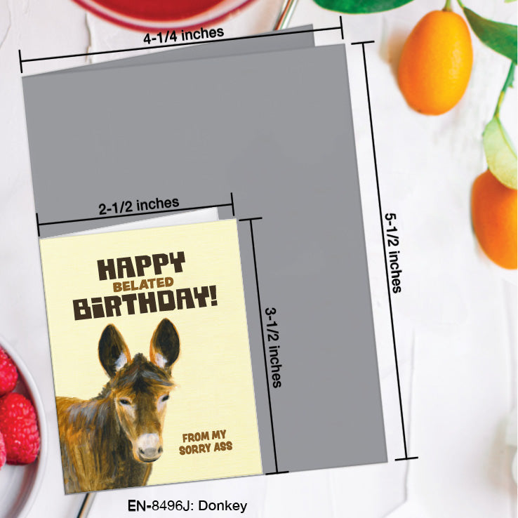 Donkey, Greeting Card (8496J), Enclosure, www.printedcanvas.com