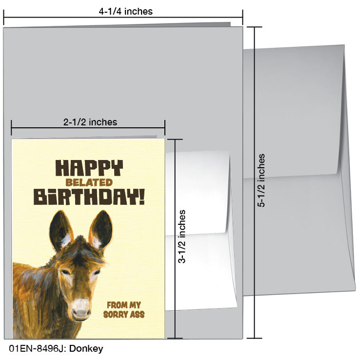 Donkey, Greeting Card (8496J), Enclosure Card, printedcanvas.com