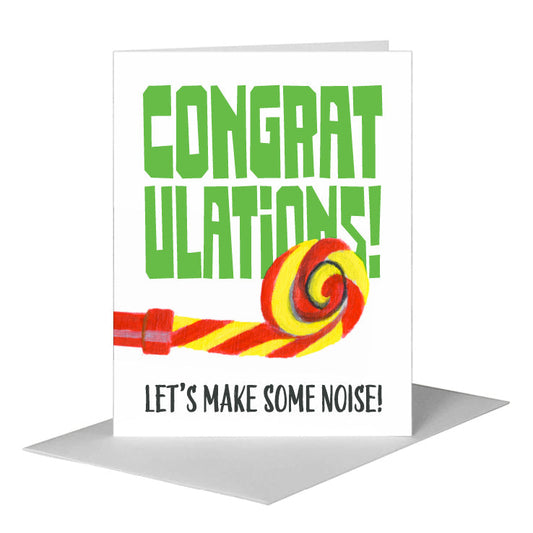 Party Blower Striped, Greeting Card (#8500C) A2 Card Front, www.printedcanvas.com