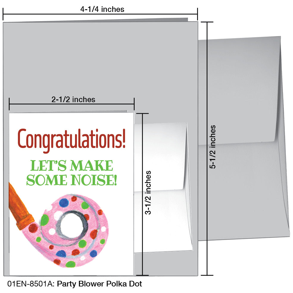 Party Blower Polka Dot, Greeting Card (#8501A)