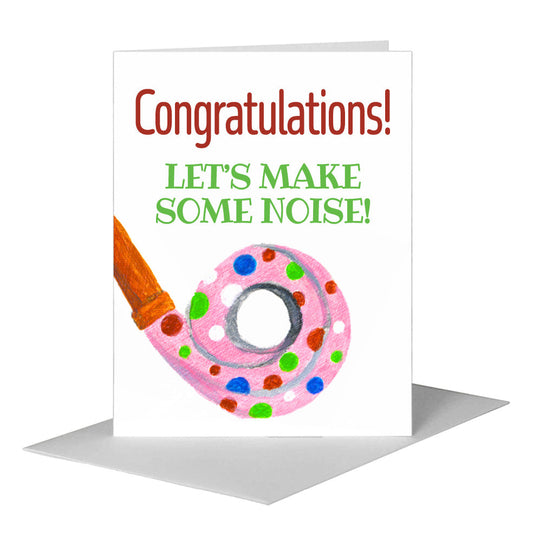 Party Blower Polka Dot, Greeting Card (#8501A) A2 Card Front, www.printedcanvas.com