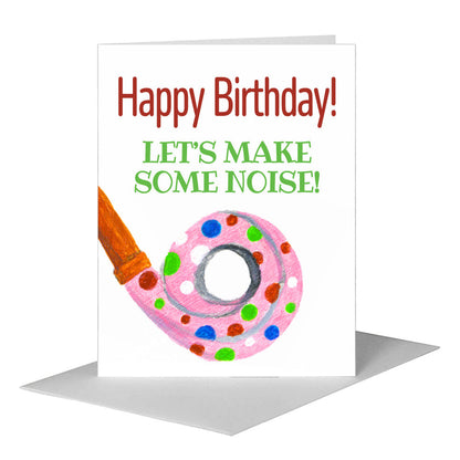 Party Blower Polka Dot, Greeting Card (#8501B), A2 Card Front, www.printedcanvas.com