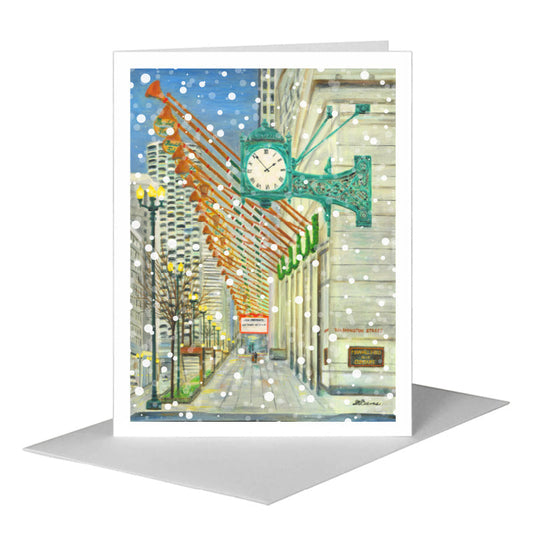 State Street, Chicago, Greeting Card (#8503B) A2 Card Front, www.printedcanvas.com