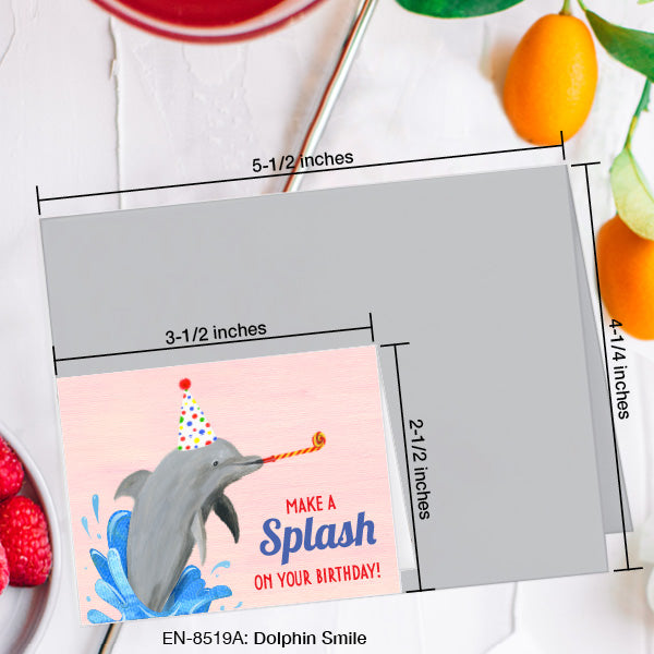Dolphin Smile, Greeting Card (8519A), Enclosure, www.printedcanvas.com