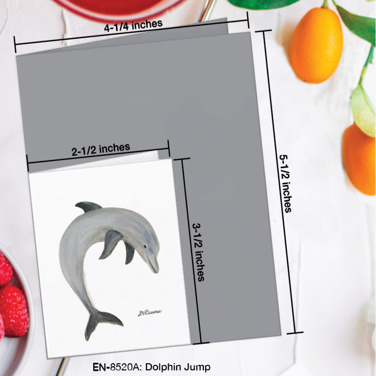 Dolphin Jump, Greeting Card (8520A), Enclosure Card, www.printedcanvas.com