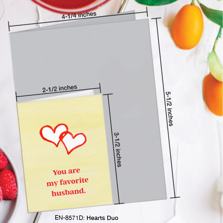 Hearts Duo, Greeting Card (8571D), Enclosure, www.printedcanvas.com