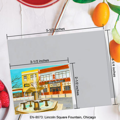 Lincoln Square Fountain, Chicago, Greeting Card (8573A), Enclosure Card, www.printedcanvas.com