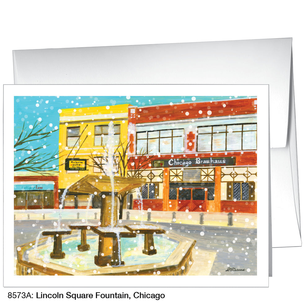 Lincoln Square Fountain, Chicago, Greeting Card (8573A), A2, printedcanvas.com