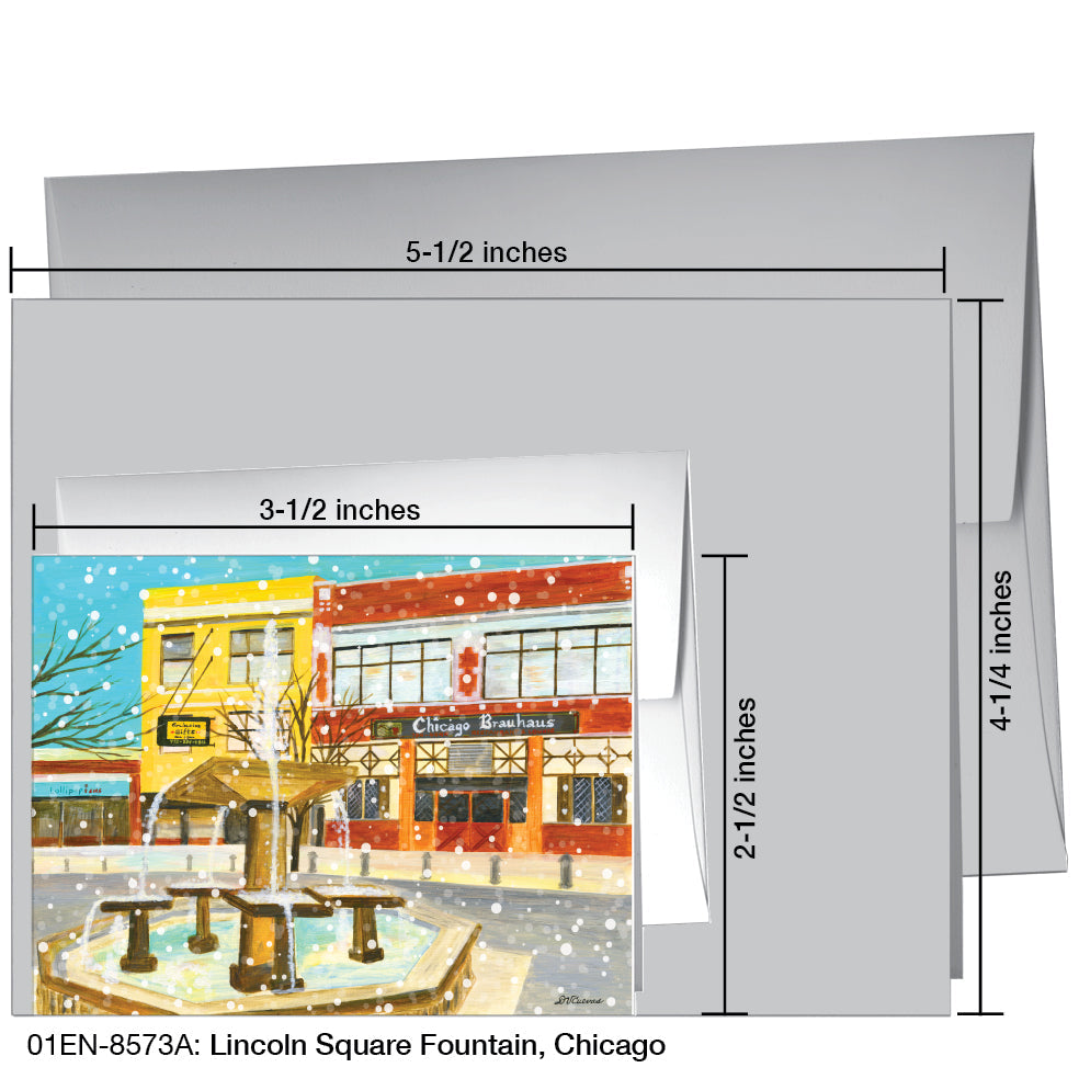 Lincoln Square Fountain, Chicago, Greeting Card (8573A), Enclosure, printedcanvas.com