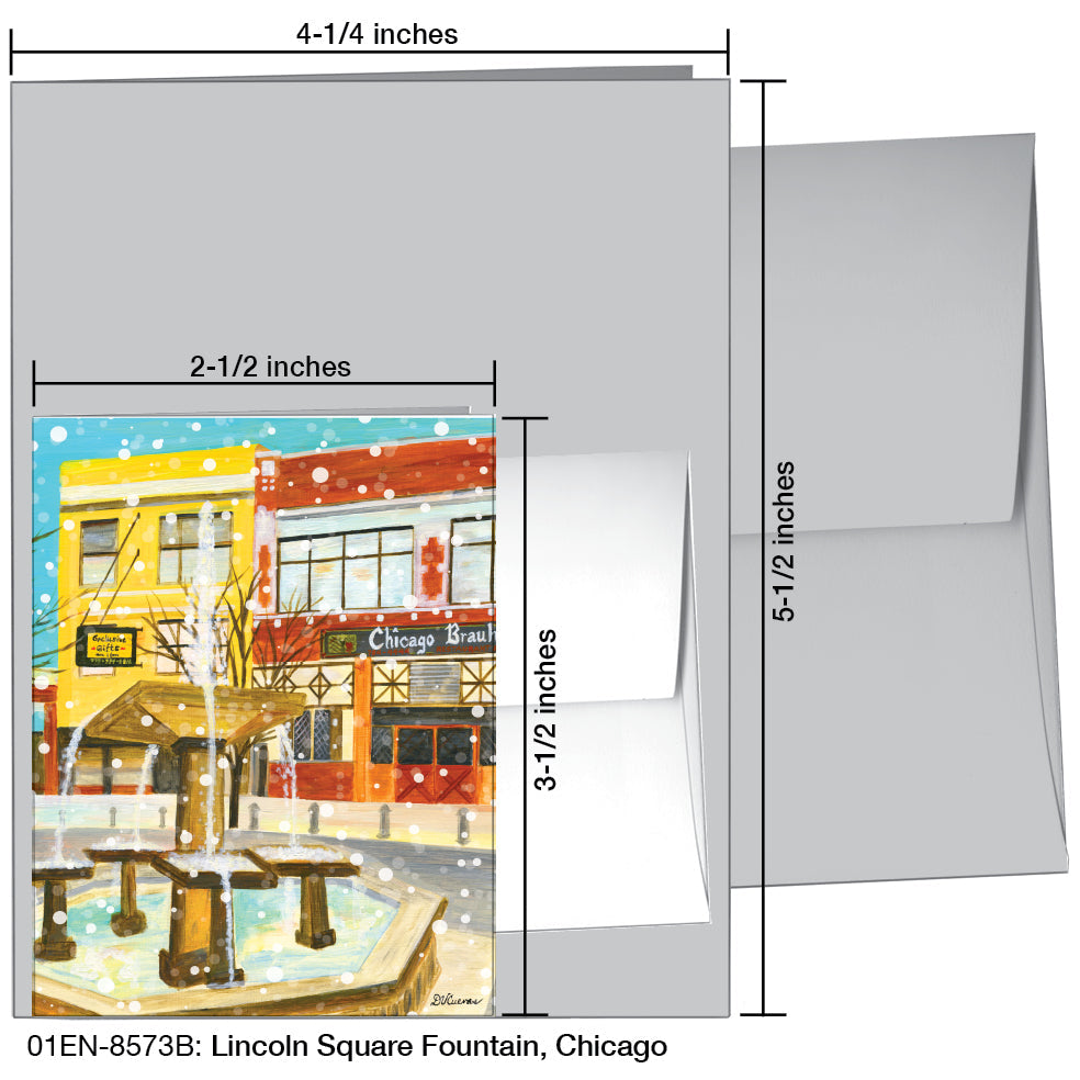 Lincoln Square Fountain, Chicago, Greeting Card (8573B), Enclosure, printedcanvas.com