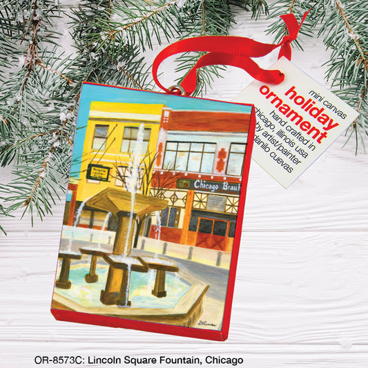 Lincoln Square Fountain, Chicago, Ornament (OR-8573C), Front, printedcanvas.com