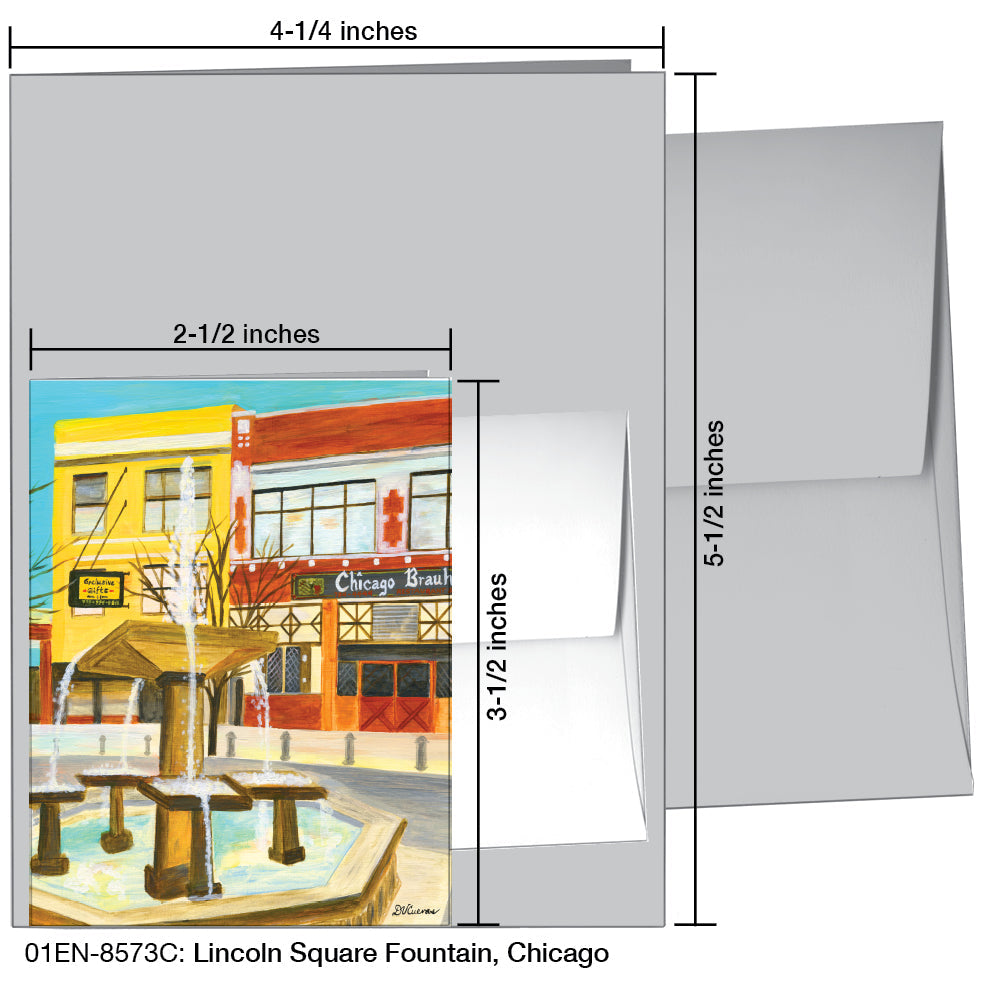 Lincoln Square Fountain, Chicago, Greeting Card (8573C), Enclosure, printedcanvas.com