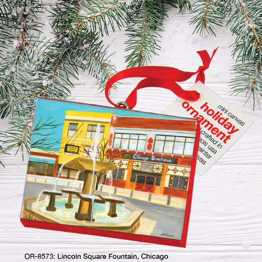 Lincoln Square Fountain, Chicago, Ornament (OR-8573), Front, printedcanvas.com