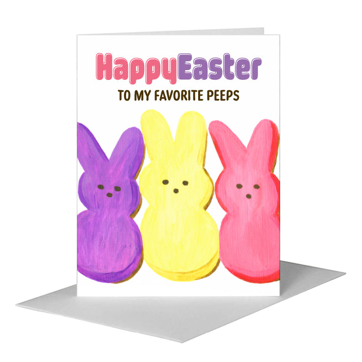 Peeps, Greeting Card (#8580DA) A2 Card Front, www.printedcanvas.com