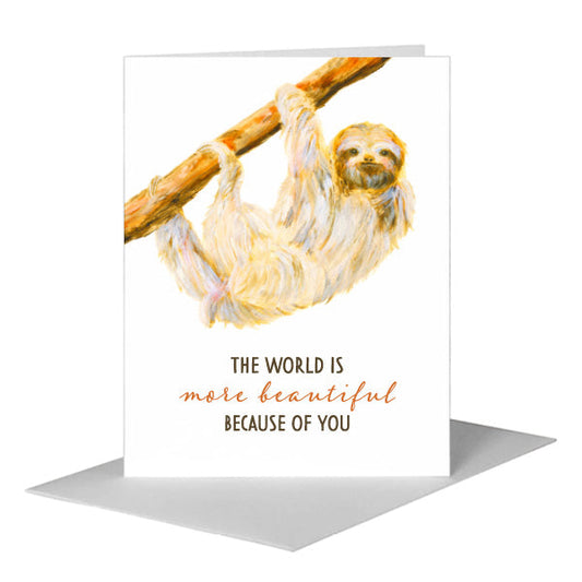 Sloth, Greeting Card (#8581R) A2 Card Front, www.printedcanvas.com