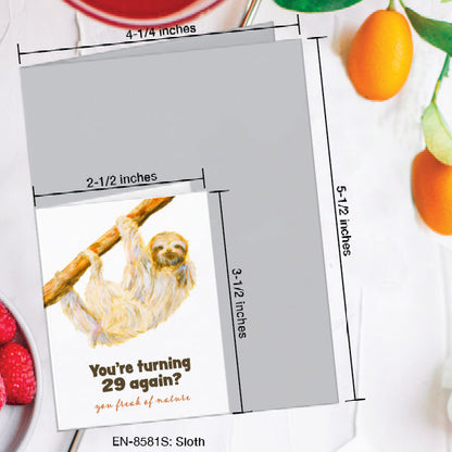 Sloth, Greeting Card (8581S), Enclosure, www.printedcanvas.com