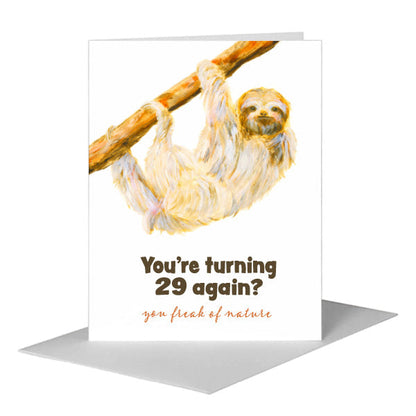 Sloth, Greeting Card (#8581S) A2 Card Front, www.printedcanvas.com