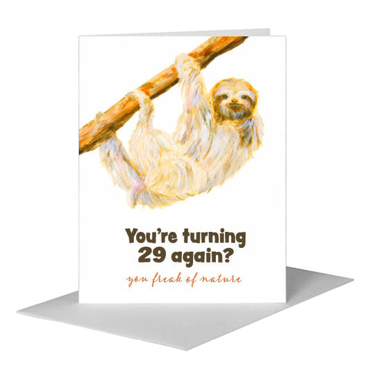 Sloth, Greeting Card (#8581S) A2 Card Front, www.printedcanvas.com